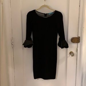 Alice & Olivia black dress with leather details